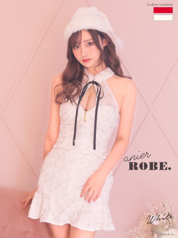 画像4: 【即日発送】【ANIER./アニエル】【ROBE de FLEURS/ローブドフルール】ジップ/サンタ/クリスマス/セットアップ/ ミニドレス/ キャバドレス[OF08] (4)
