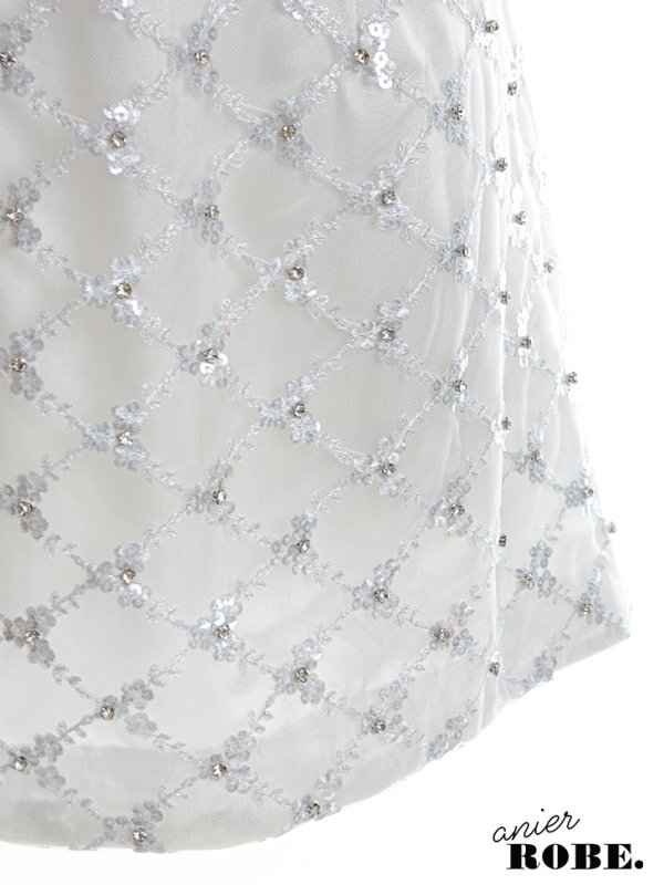 画像11: XSサイズあり【ANIER./アニエル】【ROBE de FLEURS/ローブドフルール】スパンコール付きレース/  キャミソール/ バックカットアウト/ リボン/ 台形スカート/ ミニドレス/ キャバドレス[OF08] (11)