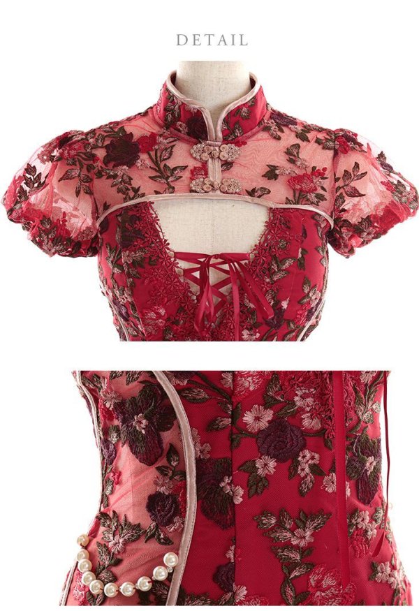 画像13: 【即日発送】XSサイズあり 【ANIER./アニエル】【ROBE de FLEURS/ローブドフルール】刺繍レース/ パールチェーン/ コスプレ/ チャイナドレス/ ミニドレス/ キャバドレス[OF08] (13)