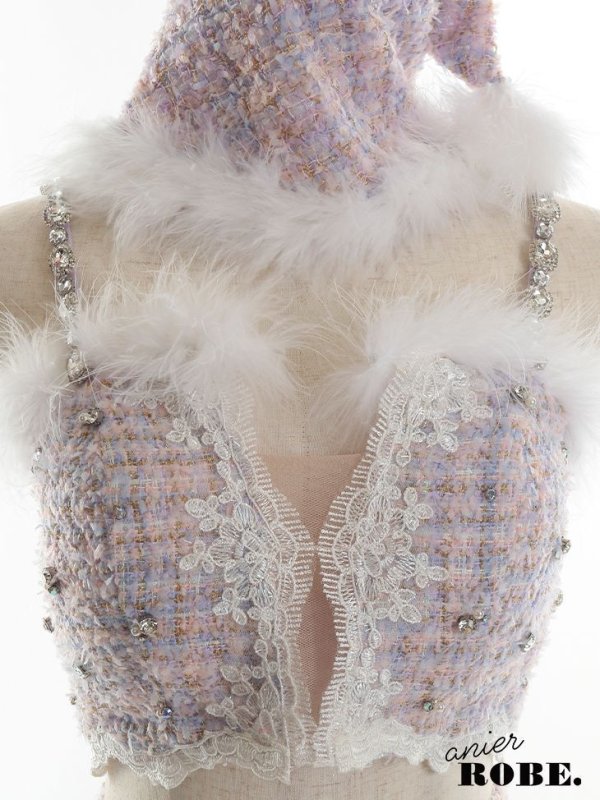 画像10: 【即日発送】XSサイズあり【ANIER./アニエル】【ROBE de FLEURS/ローブドフルール】ツイード/ ツーピース/ 2ピース/ セットアップ/ サンタ/ クリスマス/ ミニドレス/ キャバドレス[帽子付き・胸元のファー取り外し可能][OF08] (10)