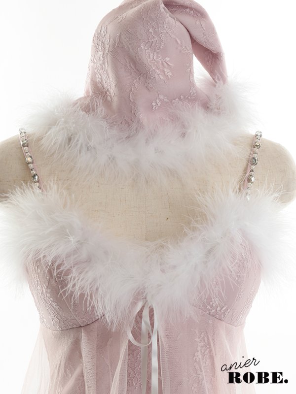 画像9: 【ノベルティ対象】XSサイズあり【ANIER./アニエル】【ROBE de FLEURS/ローブドフルール】ランジェリー/ フェアリーチュール/ Aライン/ サンタ/ クリスマス/ ミニドレス/ キャバドレス[帽子付き・胸元のファー取り外し可能][YMT] (9)