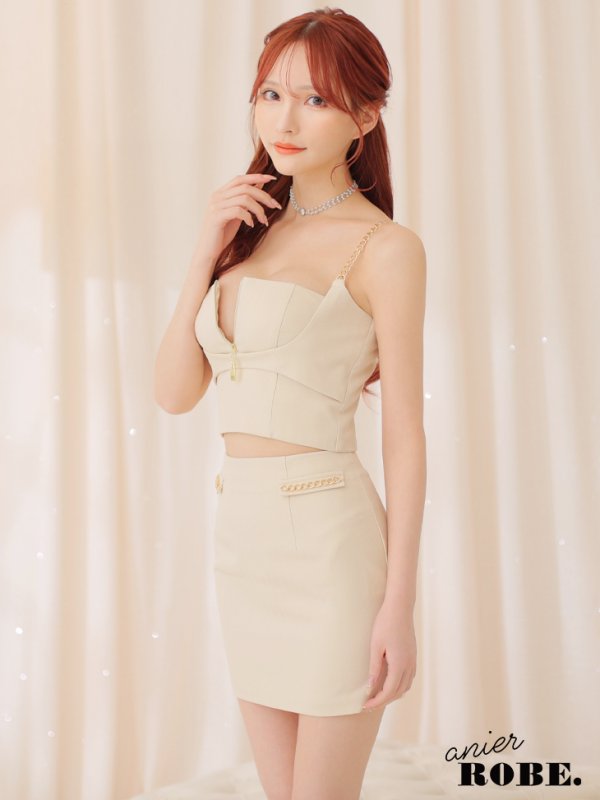 画像10: XSサイズあり【Anier ROBE./アニエルローブ】【ROBE de FLEURS/ローブドフルール】チェーン/ フェティッシュ/ セットアップ/ 2ピース/ キャミソール/ タイト/ ミニドレス/ キャバドレス[OF2] (10)