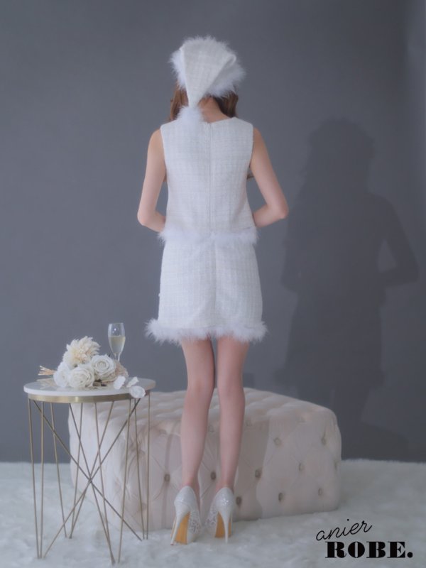 画像8: XSサイズあり【ANIER./アニエル】【ROBE de FLEURS/ローブドフルール】 Luxury simple set up Santa/ シンプル/ ツイード/ ノースリーブ/ セットアップ/ サンタ/ ミニドレス/ キャバドレス [ファー取り外し可能・帽子付］[OF08] (8)