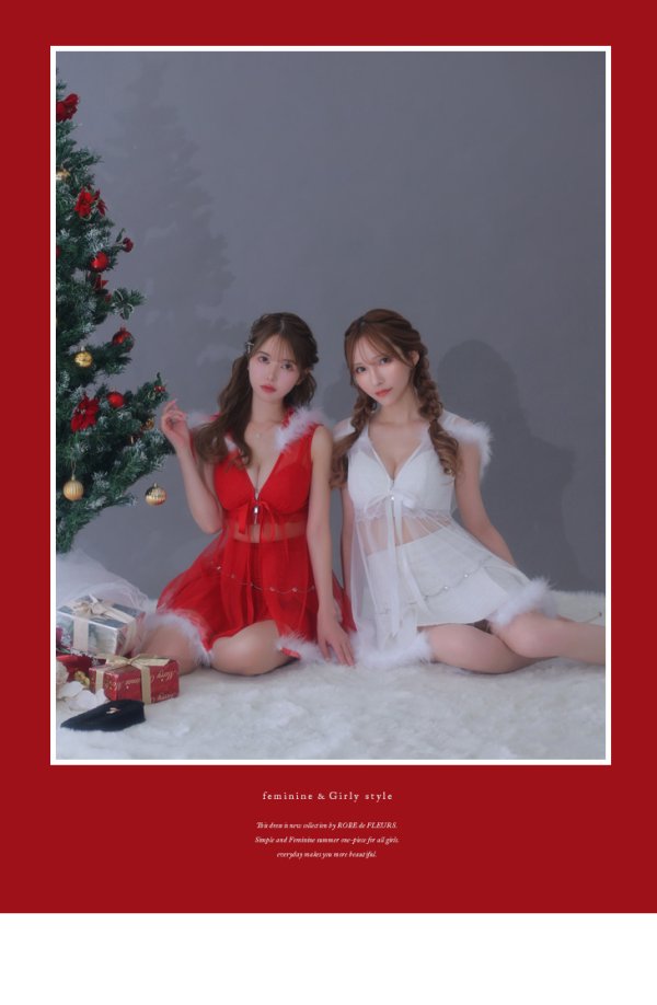 画像11: 【ノベルティ対象】XSサイズあり【ANIER./アニエル】【ROBE de FLEURS/ローブドフルール】 Sweet fairy baby doll Santa/ チュール/ ノースリーブ/ セットアップ/ サンタ/ ミニドレス/ キャバドレス[胸元のファー取り外し可能］[YMT] (11)