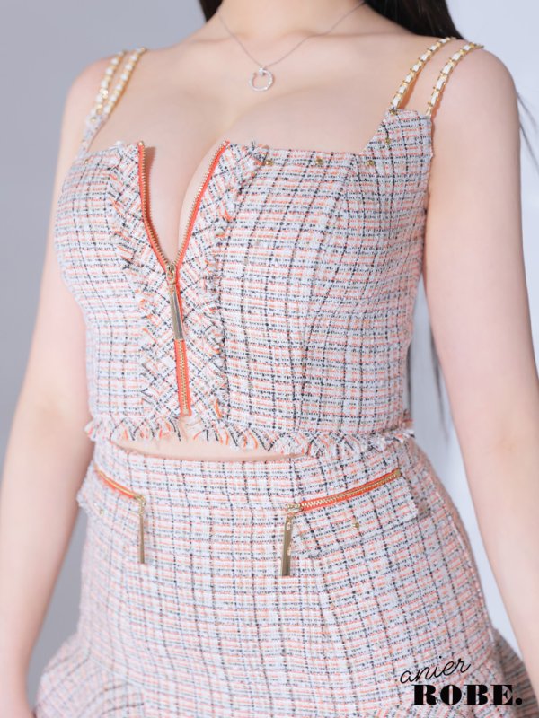 画像8: XSサイズあり【Anier ROBE./アニエルローブ】【ROBE de FLEURS/ローブドフルール】setup cami check tweed dress/ セットアップ/ キャミソール/ チェック/ ツイード/ ミニドレス/ キャバドレス[OF2] (8)