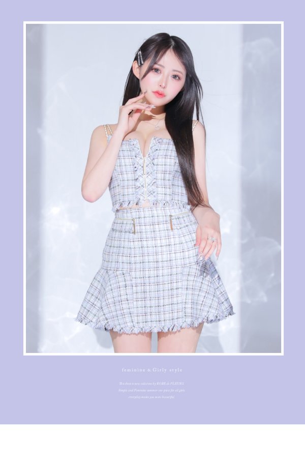 画像11: XSサイズあり【Anier ROBE./アニエルローブ】【ROBE de FLEURS/ローブドフルール】setup cami check tweed dress/ セットアップ/ キャミソール/ チェック/ ツイード/ ミニドレス/ キャバドレス[OF2] (11)