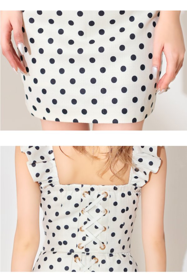 画像25: XSサイズあり【ANIER./アニエル】【ROBE de FLEURS/ローブドフルール】dot bust cut frill setup dress/ セットアップ/ 2ピース/ ノースリーブ/ ドット/ シアー/ ミニドレス/ キャバドレス[OF08] (25)