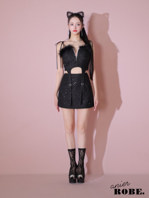 画像6: XSサイズあり【ANIER./アニエル】【ROBE de FLEURS/ローブドフルール】Balletcore sexy cat setup mini dress/ バレエコア/ セクシー/ キャット/ コスプレ/セットアップ/ ミニドレス/ キャバドレス[OF08] (6)