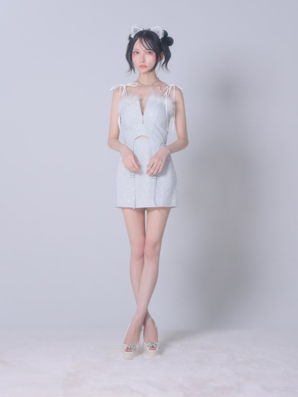 画像10: XSサイズあり【ANIER./アニエル】【ROBE de FLEURS/ローブドフルール】Balletcore sexy cat setup mini dress/ バレエコア/ セクシー/ キャット/ コスプレ/セットアップ/ ミニドレス/ キャバドレス[OF08] (10)
