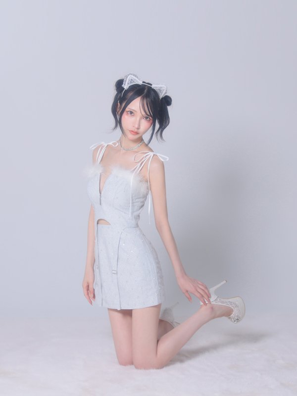 画像11: XSサイズあり【ANIER./アニエル】【ROBE de FLEURS/ローブドフルール】Balletcore sexy cat setup mini dress/ バレエコア/ セクシー/ キャット/ コスプレ/セットアップ/ ミニドレス/ キャバドレス[OF08] (11)