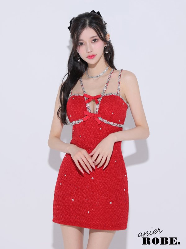 画像4: XSサイズあり【ANIER./アニエル】【ROBE de FLEURS/ローブドフルール】Bijou lame tweed mini Santa/ ビジュー/ ラメ/ ツイード/ ミニサンタ/ ミニドレス/ キャバドレス[OF08] (4)