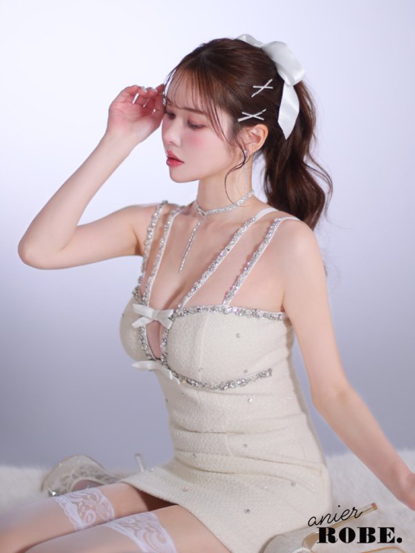 画像9: XSサイズあり【ANIER./アニエル】【ROBE de FLEURS/ローブドフルール】Bijou lame tweed mini Santa/ ビジュー/ ラメ/ ツイード/ ミニサンタ/ ミニドレス/ キャバドレス[OF08] (9)