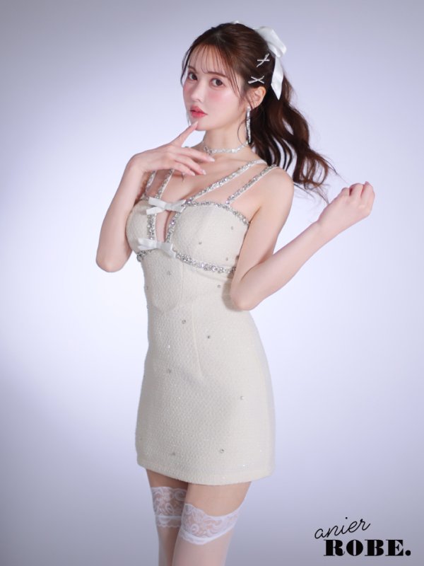 画像10: XSサイズあり【ANIER./アニエル】【ROBE de FLEURS/ローブドフルール】Bijou lame tweed mini Santa/ ビジュー/ ラメ/ ツイード/ ミニサンタ/ ミニドレス/ キャバドレス[OF08] (10)