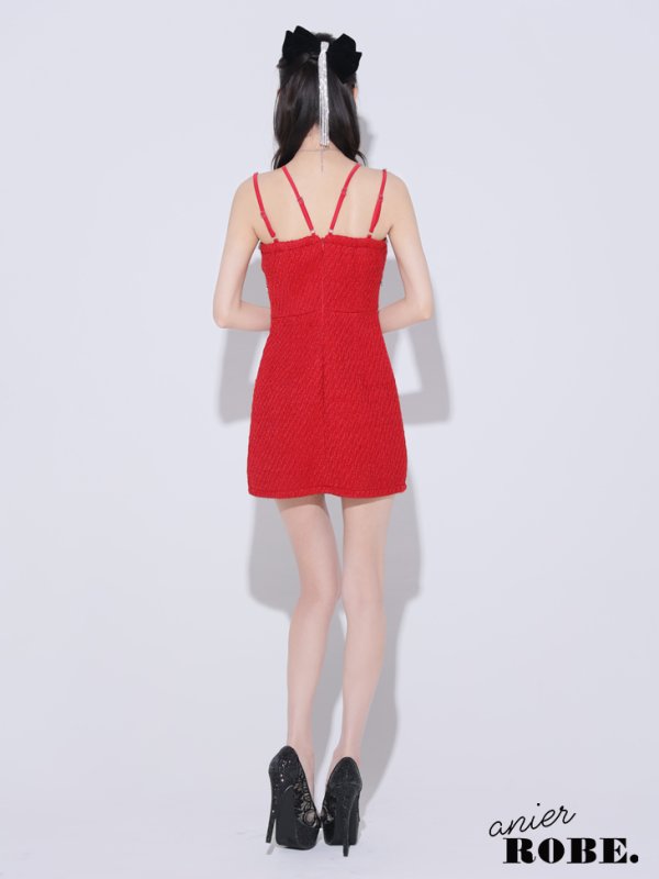 画像13: XSサイズあり【ANIER./アニエル】【ROBE de FLEURS/ローブドフルール】Bijou lame tweed mini Santa/ ビジュー/ ラメ/ ツイード/ ミニサンタ/ ミニドレス/ キャバドレス[OF08] (13)