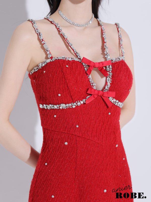 画像15: XSサイズあり【ANIER./アニエル】【ROBE de FLEURS/ローブドフルール】Bijou lame tweed mini Santa/ ビジュー/ ラメ/ ツイード/ ミニサンタ/ ミニドレス/ キャバドレス[OF08] (15)