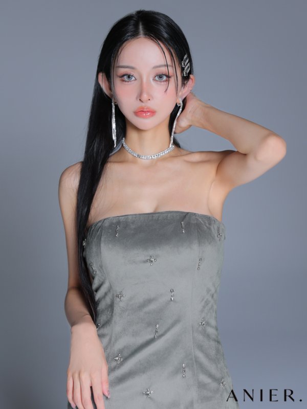 グレー　モデル：まおちゃる　身長：158cm　着用サイズ：Sサイズ