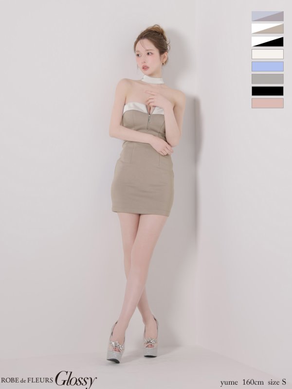 ベージュ×ホワイト モデル：ゆめ　身長：160cm　着用サイズ：Sサイズ