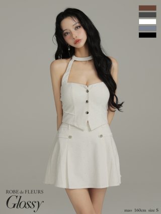 ローブドフルールグロッシー Sugarキャバドレス ホワイト XSサイズあり☆【Glossy/グロッシー】フロントジップ/ ZIP ワン