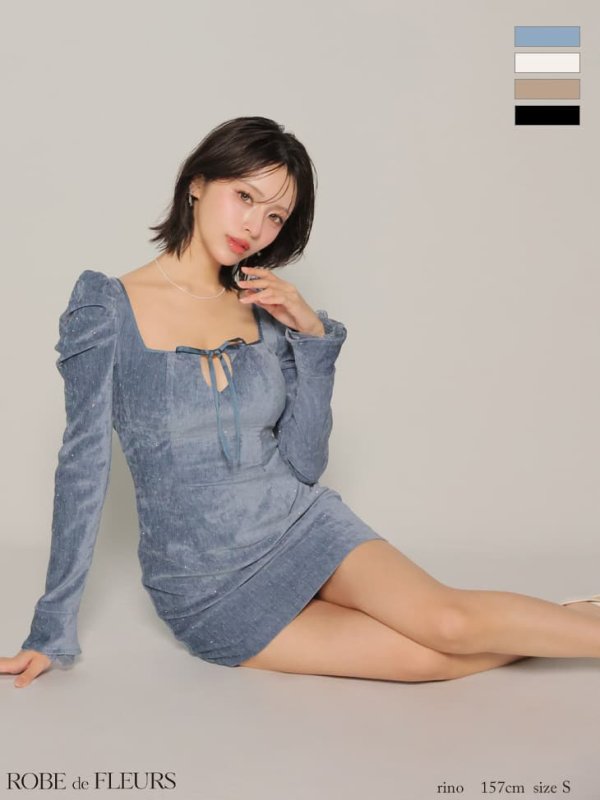 ブルー　モデル：りの　身長：157cm　着用サイズ：Sサイズ