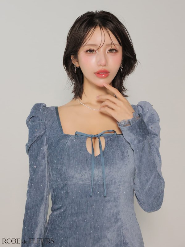 ブルー　モデル：りの　身長：157cm　着用サイズ：Sサイズ