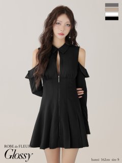 【Glossy/グロッシー】オフショルダー/ カットデザイン/ フレア/ ミニドレス/ キャバドレス