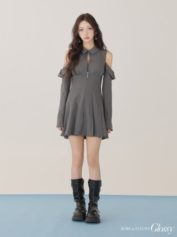 グレー　モデル：ハニ　身長：162cm　着用サイズ：Sサイズ