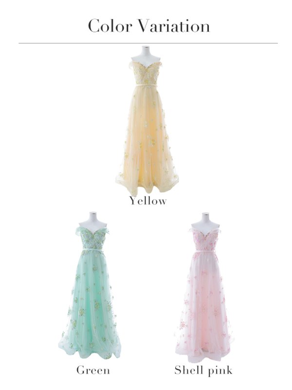 画像38: 【関西コレクション着用】Lサイズあり【JEAN MACLEAN/ジャンマクレーン】立体フラワー刺繍/ オフショル/ ネット/ レース/ Aライン/ ロングドレス/ キャバドレス long[OF2A] (38)