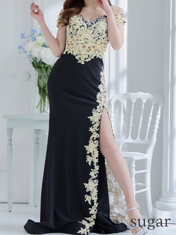 画像8: 【JEAN MACLEAN/ジャンマクレーン】オフショル/ 刺繍レース/ シアー/ スピンドル/ タイト/ ロングドレス/ キャバドレス long[OF2A] (8)