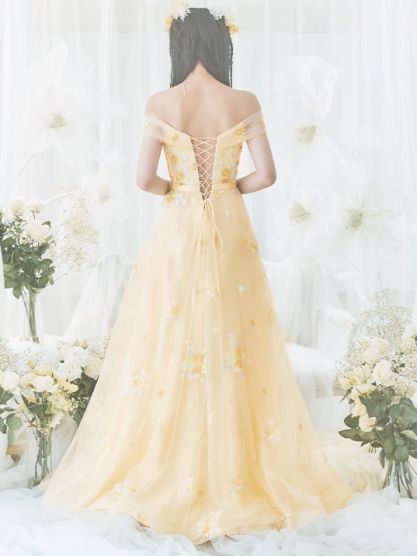 画像21: 【関西コレクション着用】Lサイズあり【JEAN MACLEAN/ジャンマクレーン】立体フラワー刺繍/ オフショル/ ネット/ レース/ Aライン/ ロングドレス/ キャバドレス long[OF2A] (21)