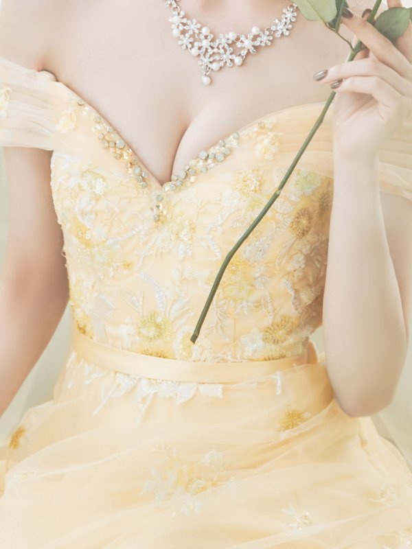 画像22: 【関西コレクション着用】Lサイズあり【JEAN MACLEAN/ジャンマクレーン】立体フラワー刺繍/ オフショル/ ネット/ レース/ Aライン/ ロングドレス/ キャバドレス long[OF2A] (22)