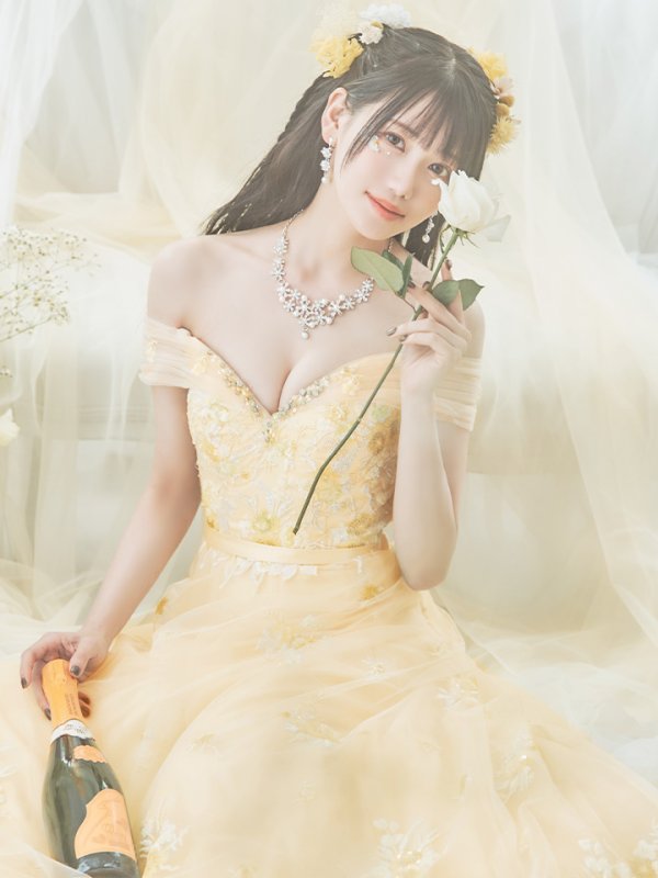 画像8: 【関西コレクション着用】Lサイズあり【JEAN MACLEAN/ジャンマクレーン】立体フラワー刺繍/ オフショル/ ネット/ レース/ Aライン/ ロングドレス/ キャバドレス long[OF2A] (8)