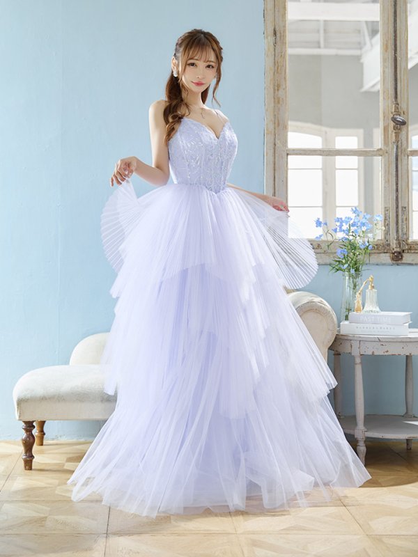 画像2: Lサイズあり【JEAN MACLEAN/ジャンマクレーン】スパンコール刺繍/ キャミソール/ ネット/ レース/ プリンセス/ ロングドレス/ キャバドレス long[OF2A] (2)