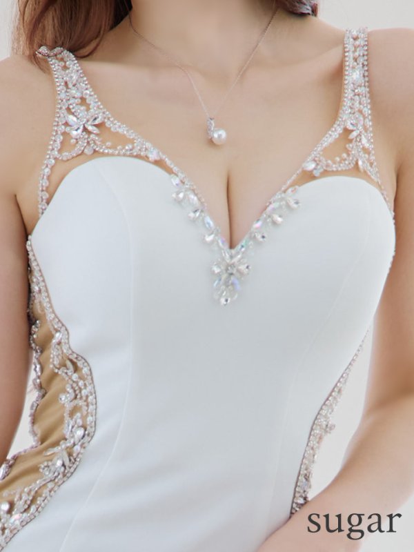 画像10: XSサイズあり【IRMA/イルマ】サイドシアー/ ビジュー/ ワンカラー/ ノースリーブ/ タイト/ ミニドレス/ キャバドレス【HC02】 (10)