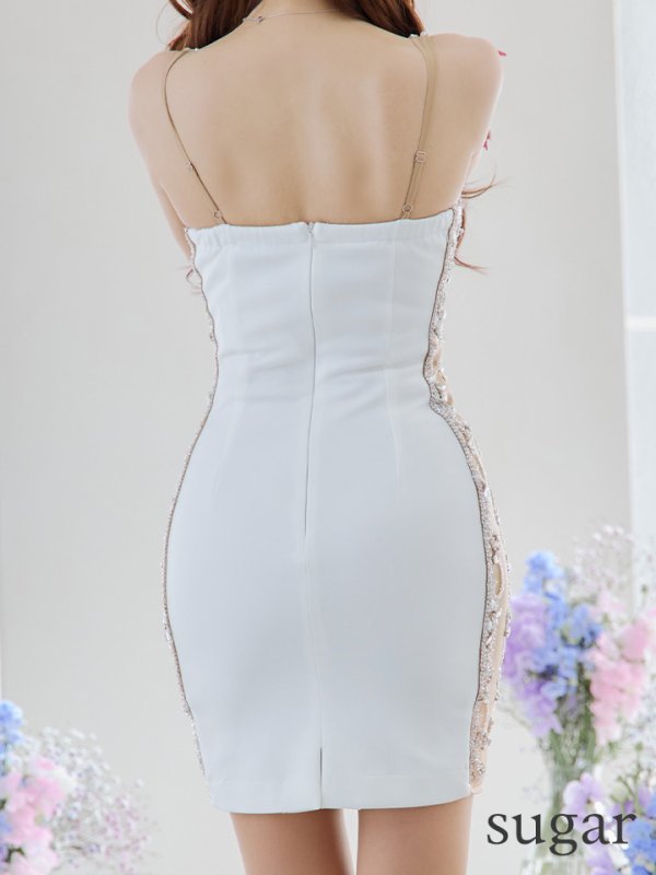 画像9: XSサイズあり【IRMA/イルマ】サイドシアー/ ビジュー/ ワンカラー/ ノースリーブ/ タイト/ ミニドレス/ キャバドレス【HC02】 (9)