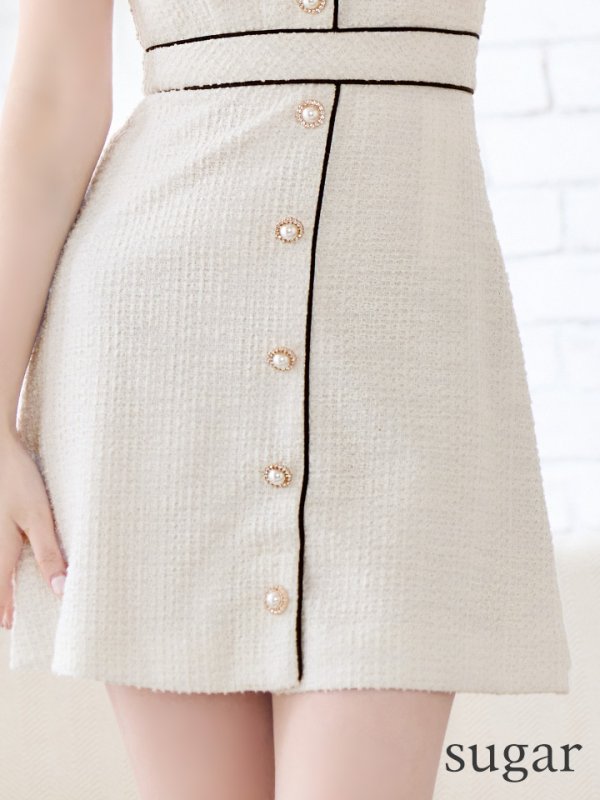 画像14: XSサイズあり【IRMA/イルマ】スカラップカラー/ パールボタン/ Aライン/ ノースリーブ/ フレア/ ミニドレス/ キャバドレス【HC02】 (14)