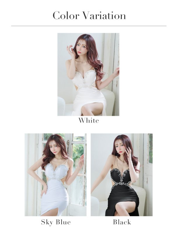 画像20: 【IRMA/イルマ】マーメイド/ ビジュー刺繍/ ノースリーブ/ スリット/ シアー/ サテン/ タイト/ ロングドレス/ キャバドレス long[OF2A] (20)