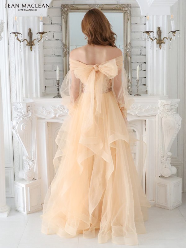 画像6: Lサイズあり【JEAN MACLEAN/ジャンマクレーン】 オフショル/ 2way/ ロングスリーブ/ レース/ 刺繍/ リボン/ プリンセス/ ロングドレス/ キャバドレス long【OF02】 (6)