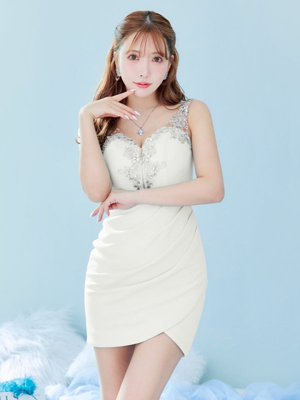 画像10: XSサイズあり【IRMA/イルマ】ワンカラー/ フロントジップ/ カットアウト/ ニット/ タイト/ ミニドレス/ キャバドレス【HC02】 (10)