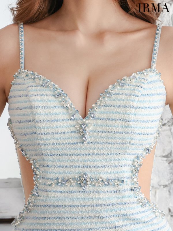 画像4: XSサイズあり【IRMA/イルマ】ツイード/ キャミソール/ ビジュー/ サイドシアー/ タイト/ ミニドレス/ キャバドレス【HC02】 (4)