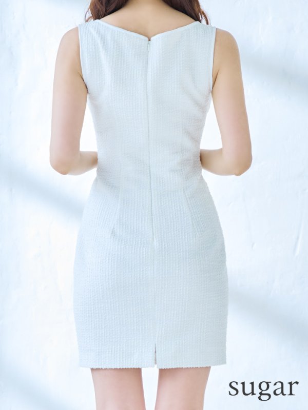 画像9: sugarオリジナルカラー・XSサイズあり【IRMA/イルマ】ツイード/ ストレッチ/ フロントジップ/ ノースリーブ/  タイト/ ミニドレス/ キャバドレス【HC02】 (9)