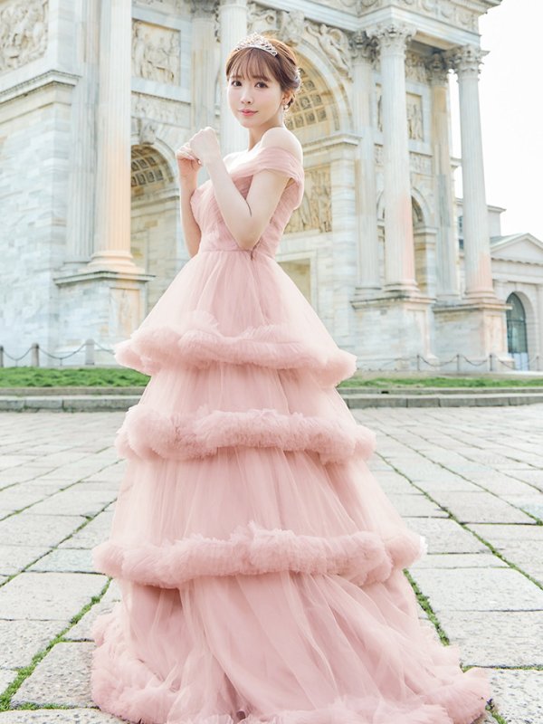 画像5: Lサイズあり【JEAN MACLEAN/ジャンマクレーン】オフショル/ フリル/ ネット/ スピンドル/ プリンセス/ ロングドレス/ キャバドレス long[OF2A] (5)