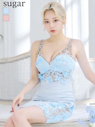 Sugar ミニドレス 水色 XSサイズあり【Glossy/グロッシー】2way/ ホルタートップス
