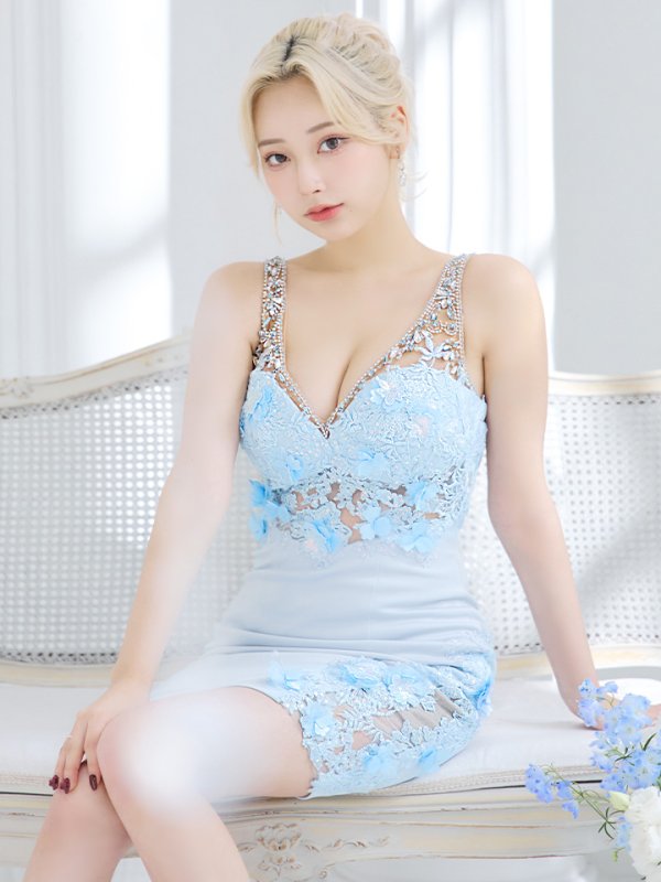 画像8: XSサイズあり【IRMA/イルマ】ワンカラー/ フラワー刺繍/ シアー/ ノースリーブ/ タイト/ ミニドレス/ キャバドレス【HC02】 (8)