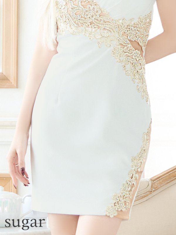 画像15: XSサイズあり【IRMA/イルマ】刺繍/ シアーレース/ ノースリーブ/ ワンカラー/ タイト/ ミニドレス/ キャバドレス【HC02】 (15)