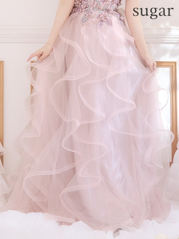 画像14: Lサイズあり【JEAN MACLEAN/ジャンマクレーン】フラワー刺繍/ チュール/ オフショルダー/ フリル/ プリンセス/ フレア/ ロングドレス/ キャバドレス long[OF2A] (14)