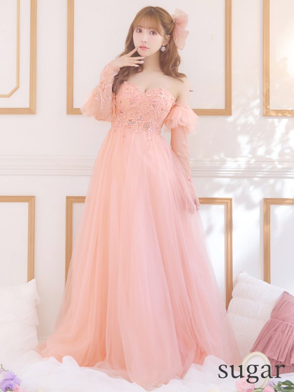 画像20: Lサイズあり【JEAN MACLEAN/ジャンマクレーン】2way/ 袖付き/ ラメ/ チュール/ ベア/ ビーズ刺繍/ フレア/ ロングドレス/ キャバドレス long[OF2A] (20)