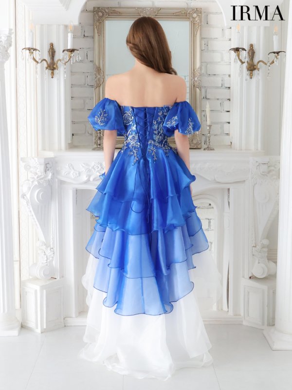 画像5: sugarオリジナルカラーあり【IRMA/イルマ】オフショル/ 刺繍レース/ オーガンジー/ フリル/ テールカット/ フレア/  ショートインロングドレス/ キャバドレス long【HC02】 (5)