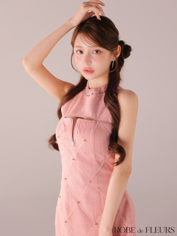 画像9: XSサイズあり【ROBE de FLEURS/ローブドフルール】ビジュー/ バストジップ/ タイト/ ミニドレス/ キャバドレス[OF08] (9)