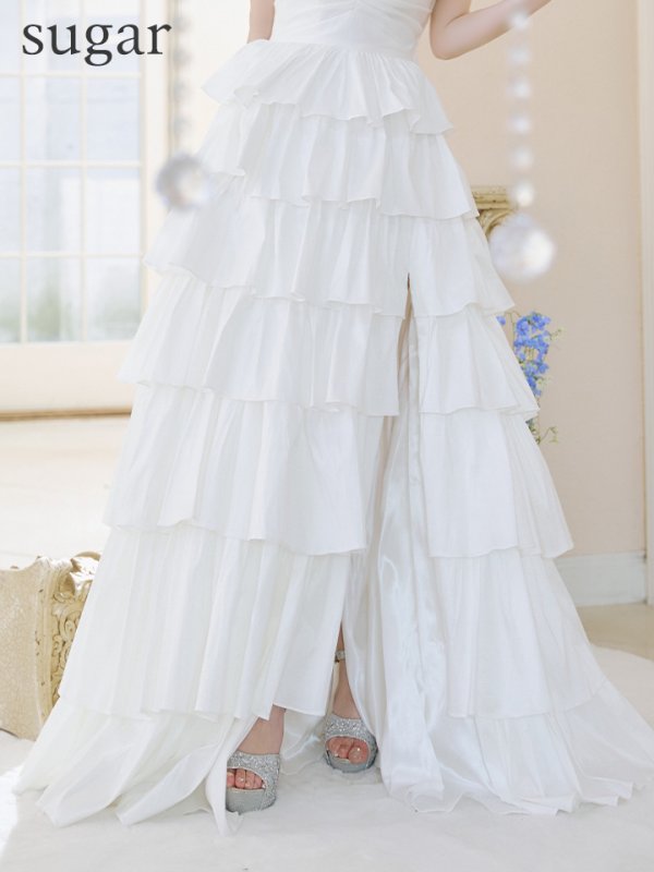 画像11: Lサイズあり【JEAN MACLEAN/ジャンマクレーン】フリル/ ワンカラー/ オフショルダー/ スリット/ Aライン/ フレア/ ロングドレス/ キャバドレス long【HC02】 (11)