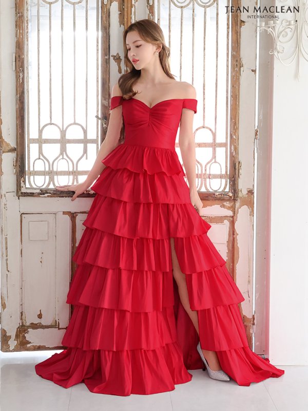 画像17: Lサイズあり【JEAN MACLEAN/ジャンマクレーン】フリル/ ワンカラー/ オフショルダー/ スリット/ Aライン/ フレア/ ロングドレス/ キャバドレス long【HC02】 (17)